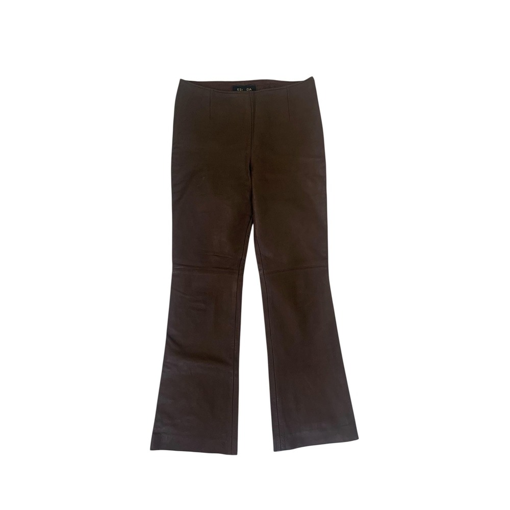 Escada Leather Pants Women 4 Brown Excellent Vintage Lambskin Nappa Y2K 90s Leg